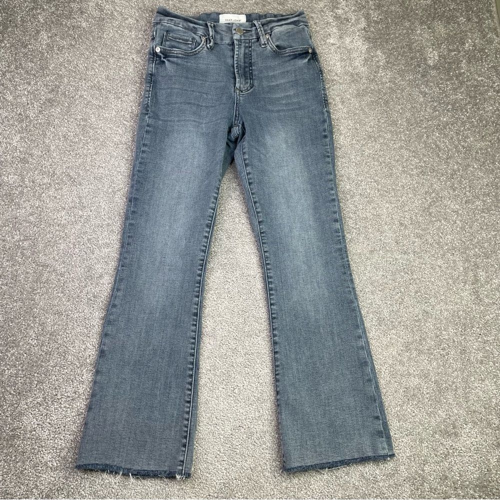 Dear John Jeans Women's 25 Gray Jeanne Flare Cropped High Rise Raw Hem Denim